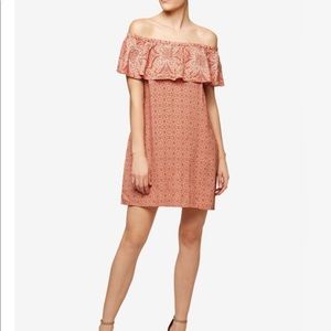 NWT ANTHROPOLOGIE Sanctuary off shoulder orange multi mini dress size small